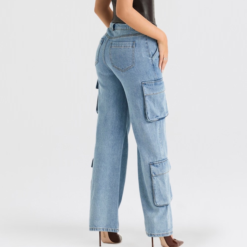 HOUSE OF CB Ria Washed Utility Cargo Jeans - size small - Picture 3 of 5